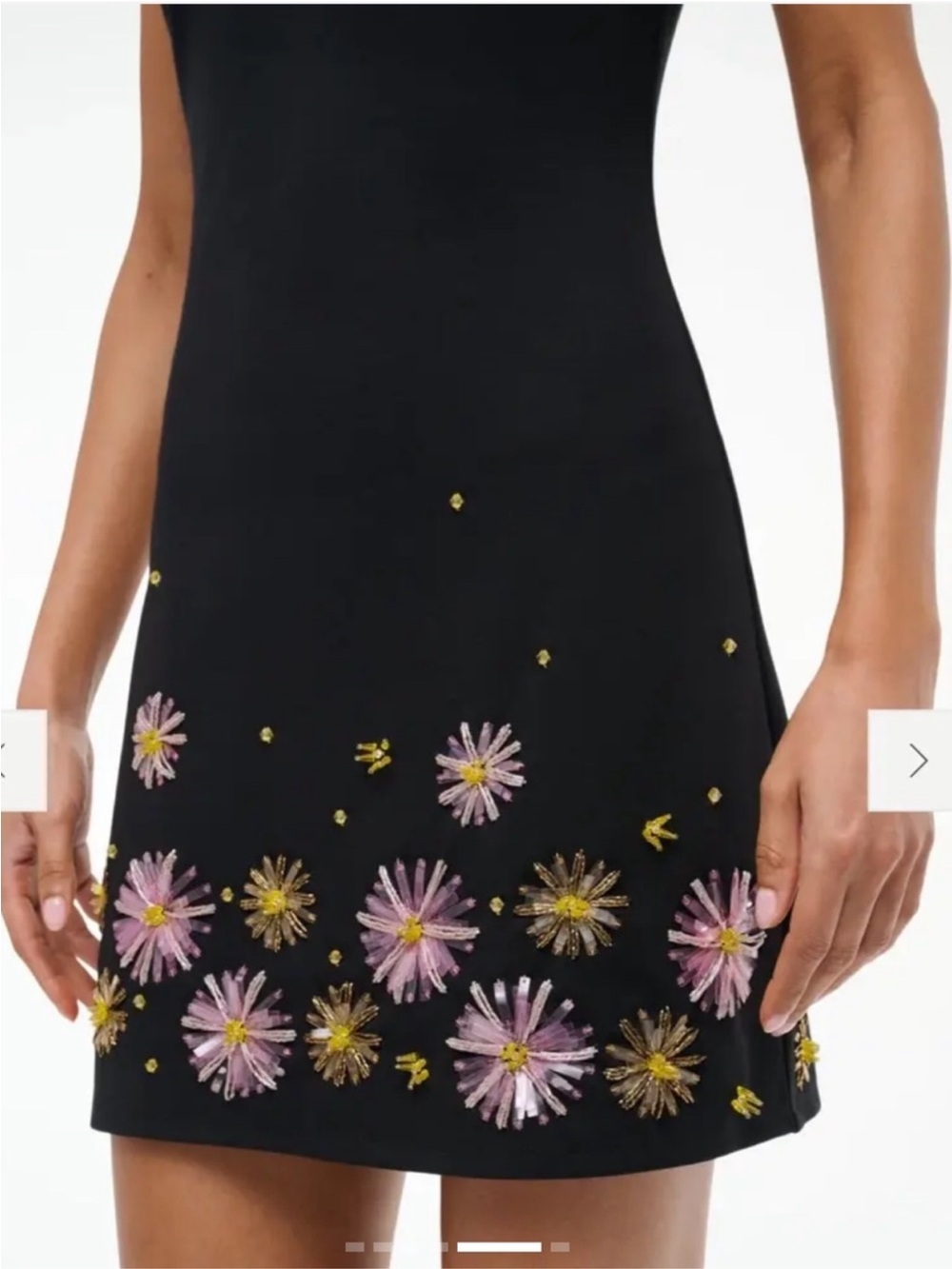 STAUD Black Beaded Mercer dahlia daydream Mini Dress Pink &Gold - Picture 2 of 8
